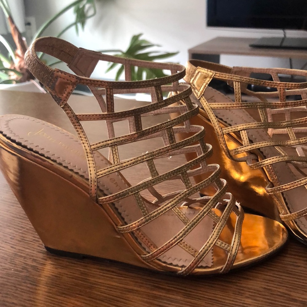 Shiny gold heels